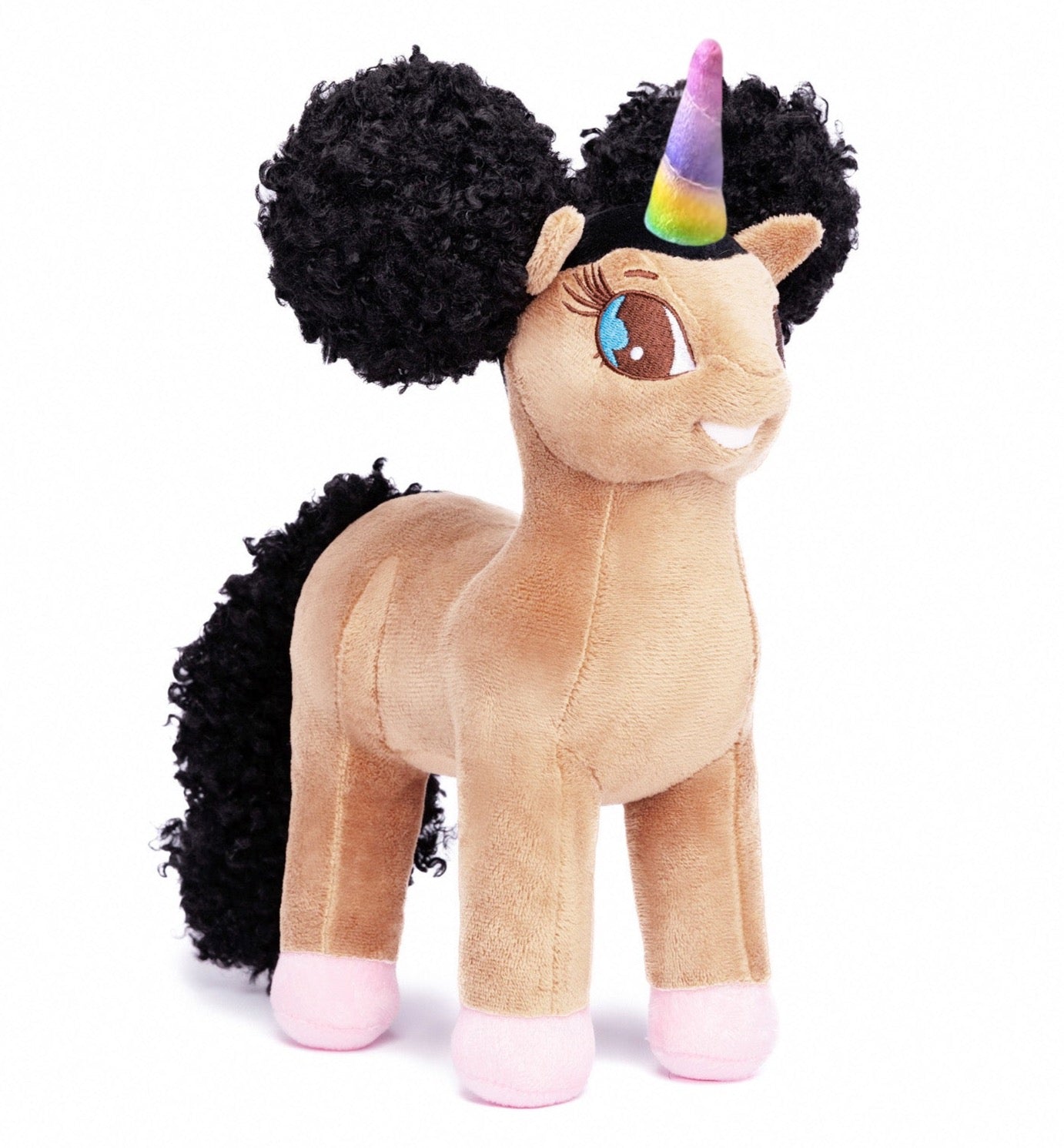 Mia, Unicorn Plush Toy with Afro Puffs - 12 inch