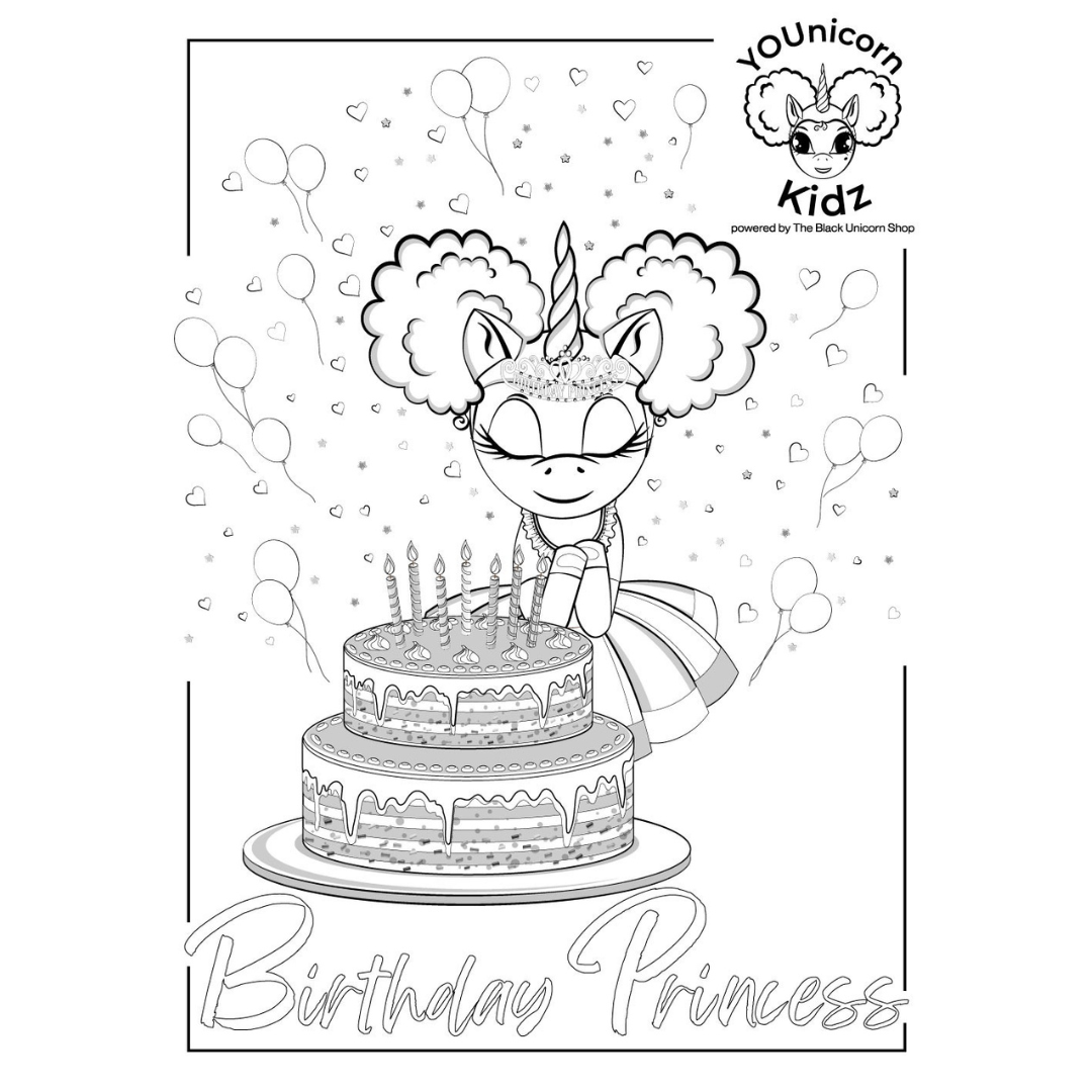 FREE Coloring Page Digital Download: Birthday Princess