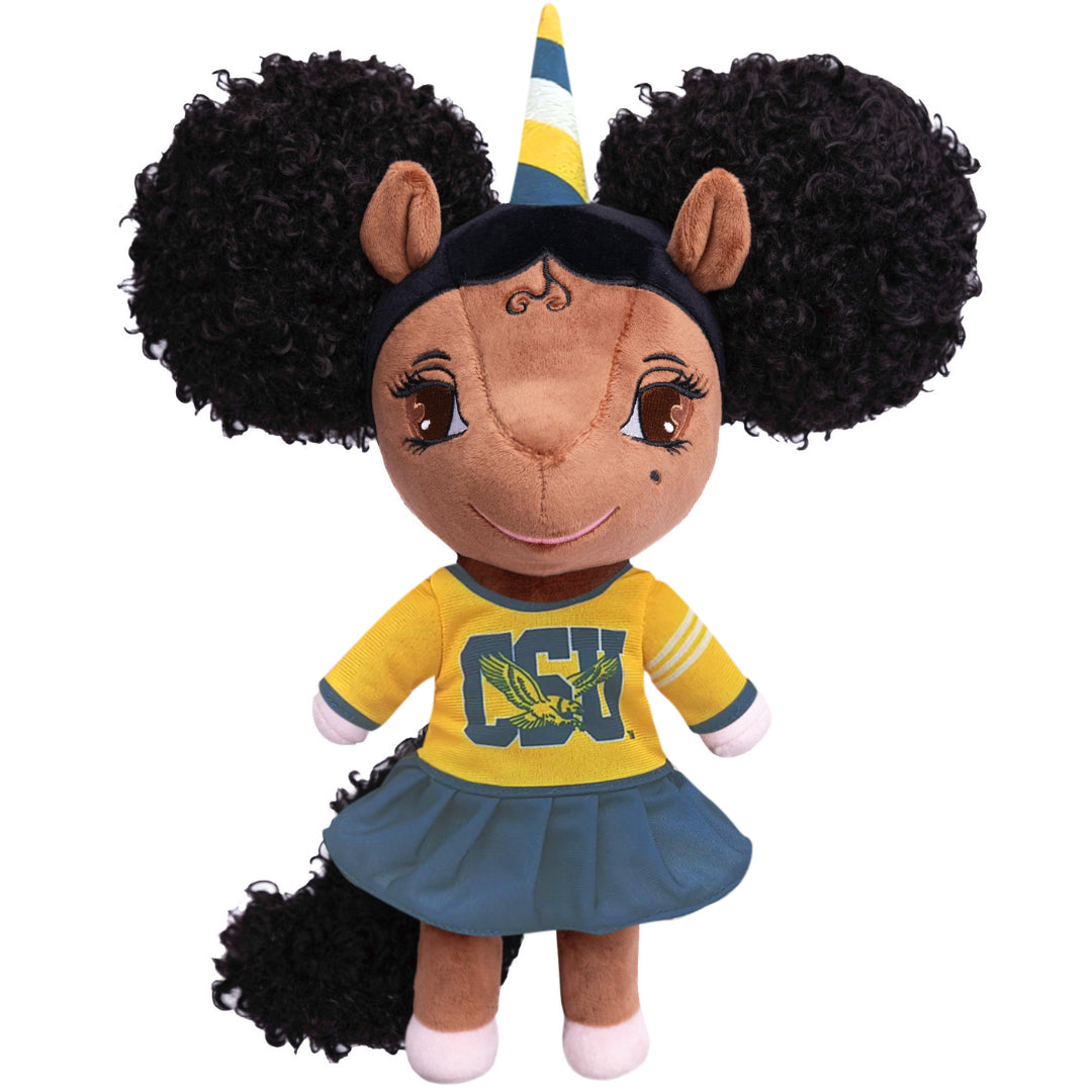 Coppin State University Unicorn Doll with Afro Puffs - 14 inch