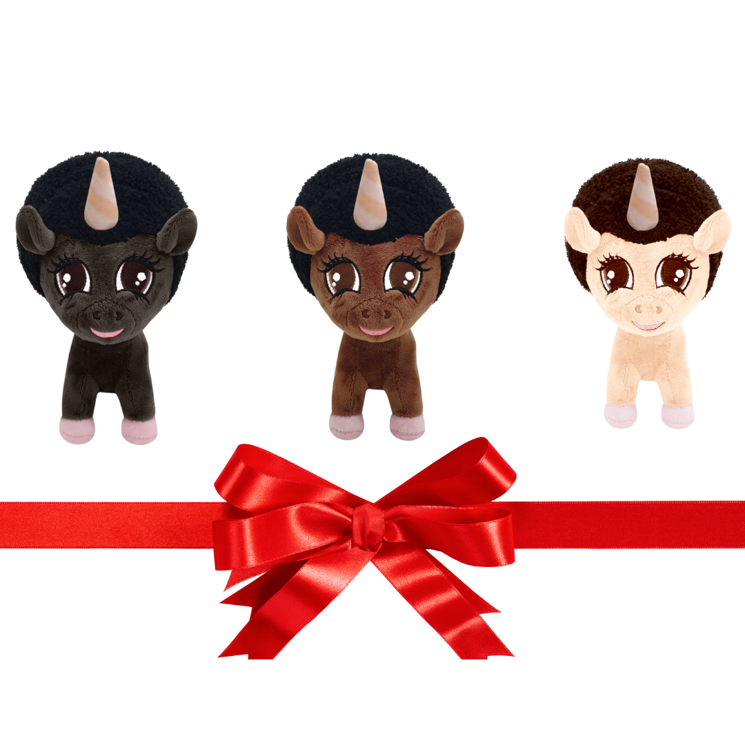 Holiday Gift Set: 3 Baby Unicorns with Afros - 8 inch