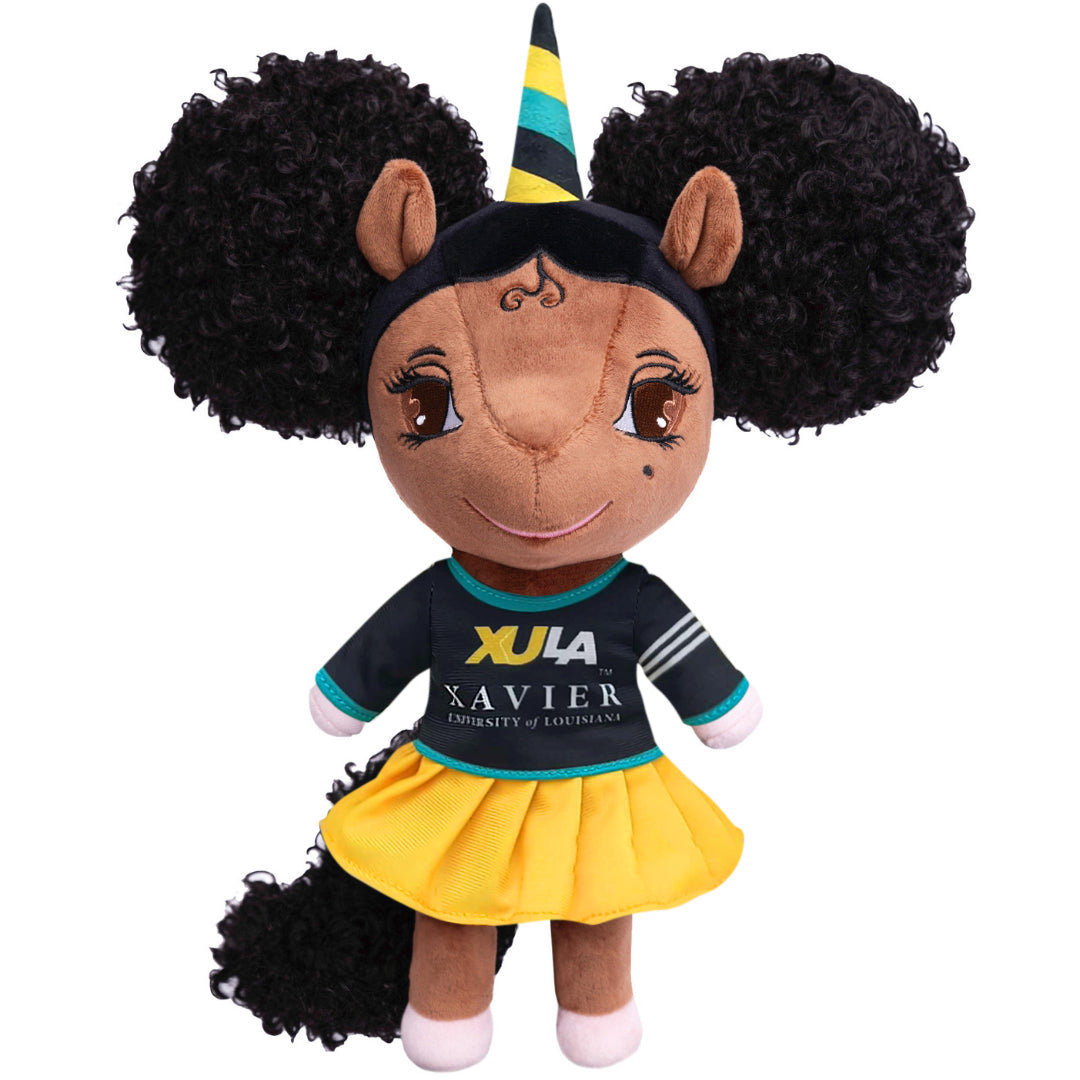 Xavier University of Louisiana Unicorn Doll with Afro Puffs - 14 inch