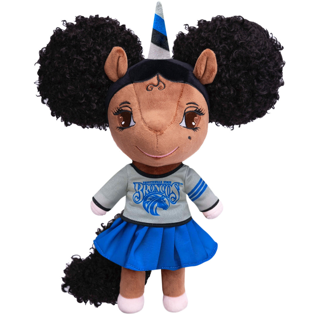 Fayetteville State University Unicorn Doll with Afro Puffs - 14 inch