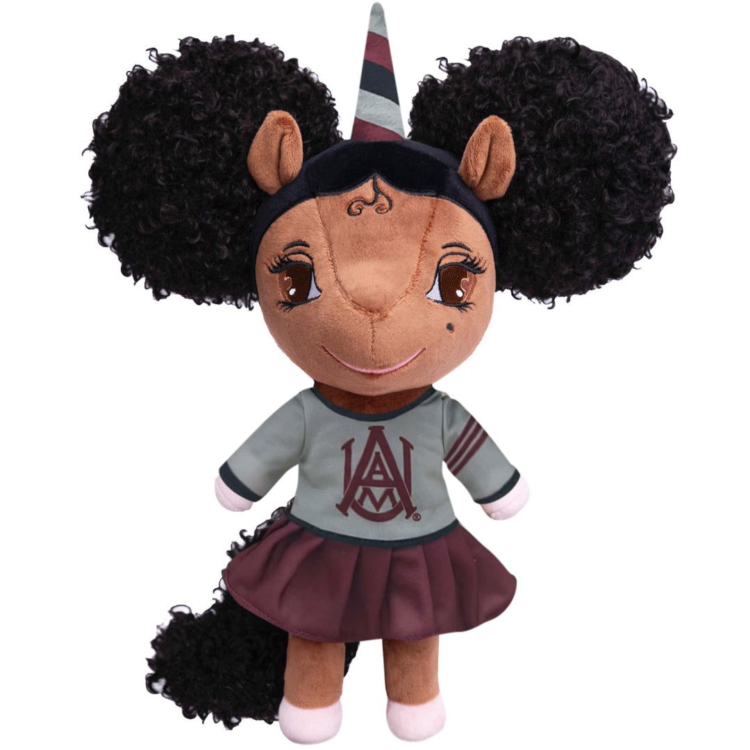 Alabama A&M University Unicorn Doll with Afro Puffs - 14 inch