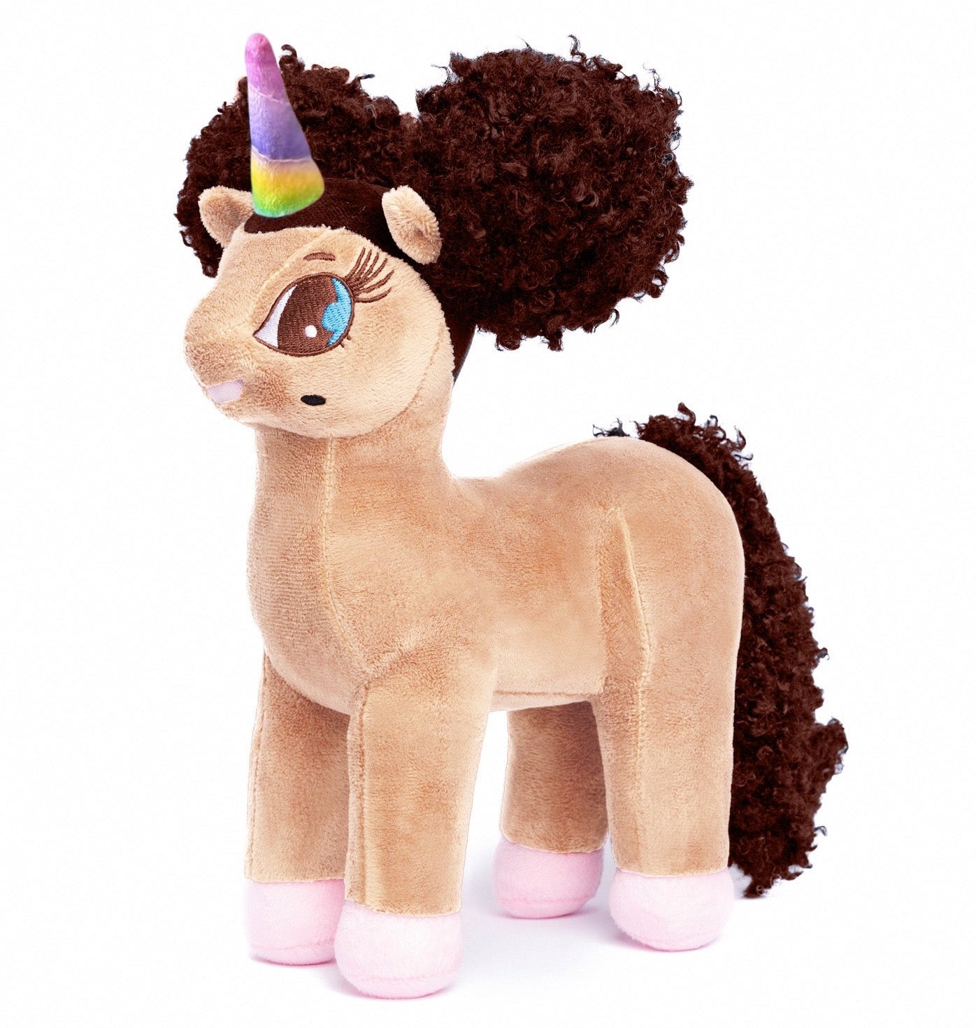 Guadalupe Unicorn Plush Toy with Afro Puffs - 12 inch