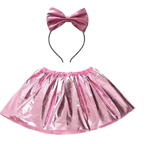 Metallic Magic Tutu and Bow Set - Pinky Pink